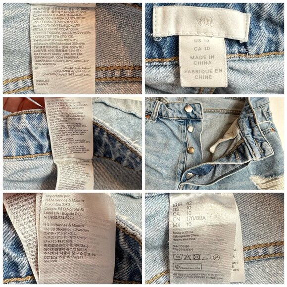 H&M Distressed Denim High-Waisted Shorts Size 10 - Picture 3 of 3